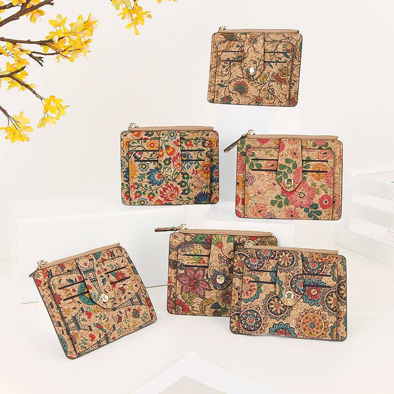 Vintage Cork Print Wallet - Multiple Colors