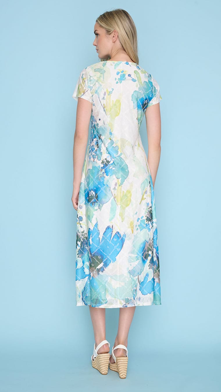 Picadilly Cap Sleeve Printed Long Dress