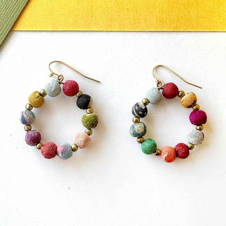 World Finds Encircled Kantha Earrings