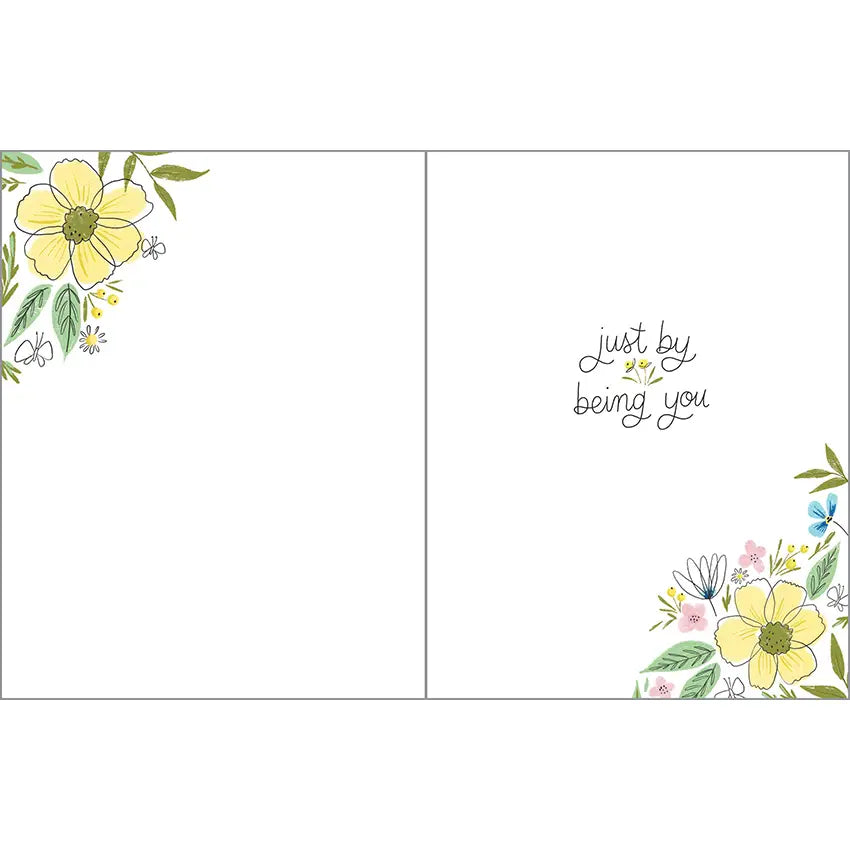 Yellow Happy Flowers Thinking Of You Greeting Card