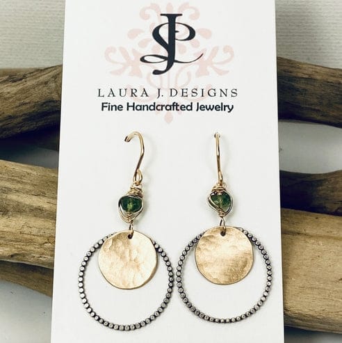 Laura J Designs Mixed Metal Disc Earrings