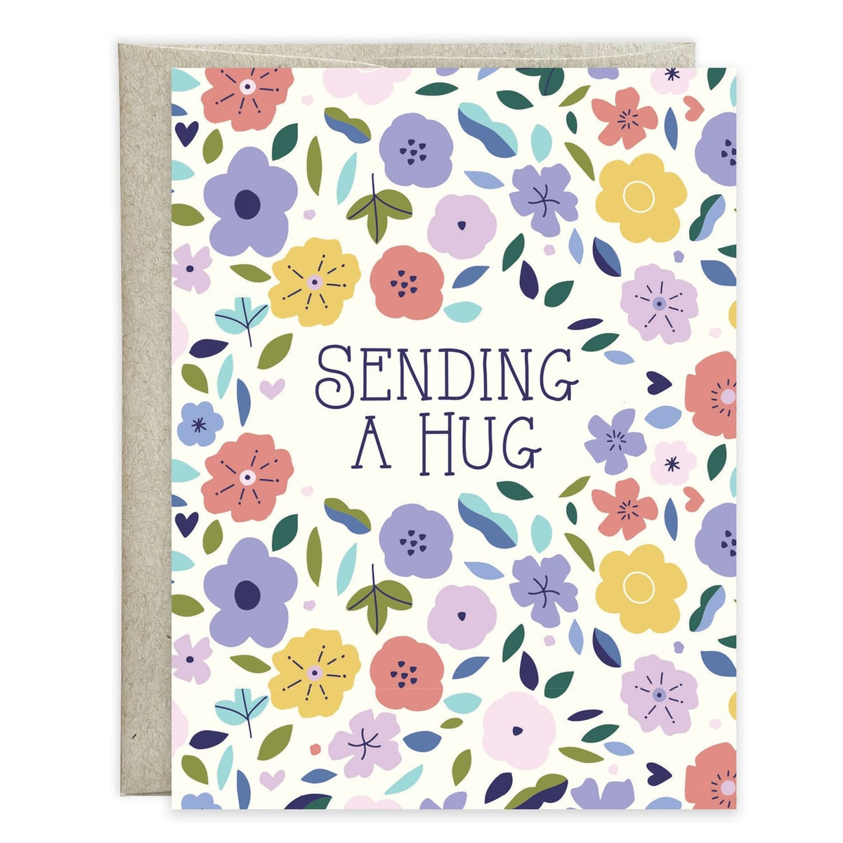 Sweet Purple Flowers Thinking Of You Greeting Card