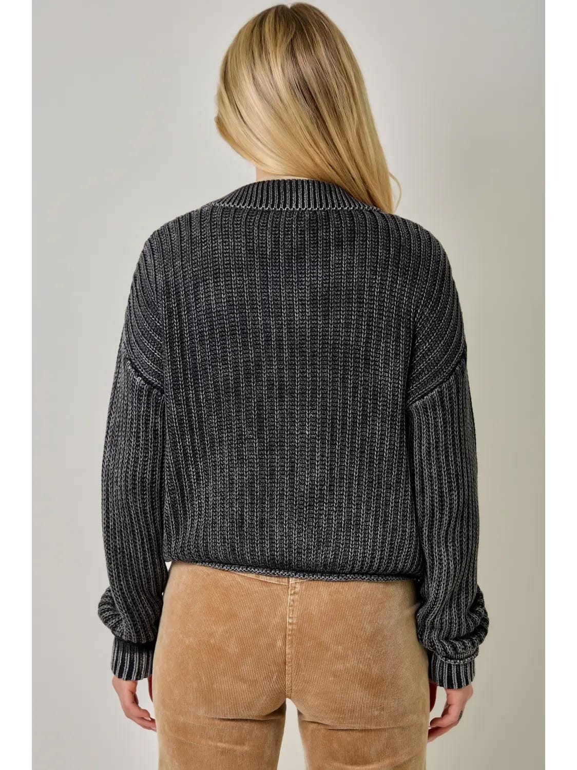 Mystree Washed Ribbed Zip-Up Sweater - Multiple Colors