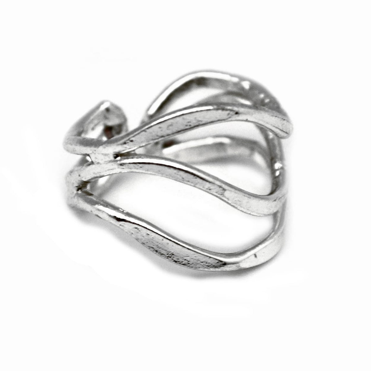 Anju Jewelry Silver Tapered Curved Lines Ring - Multiple Metals