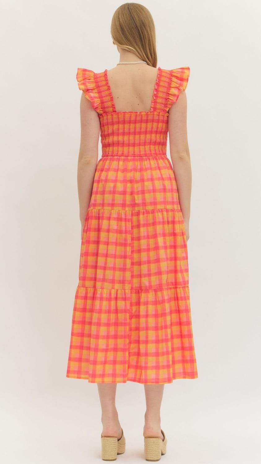 Plaid Smocked Maxi Dress