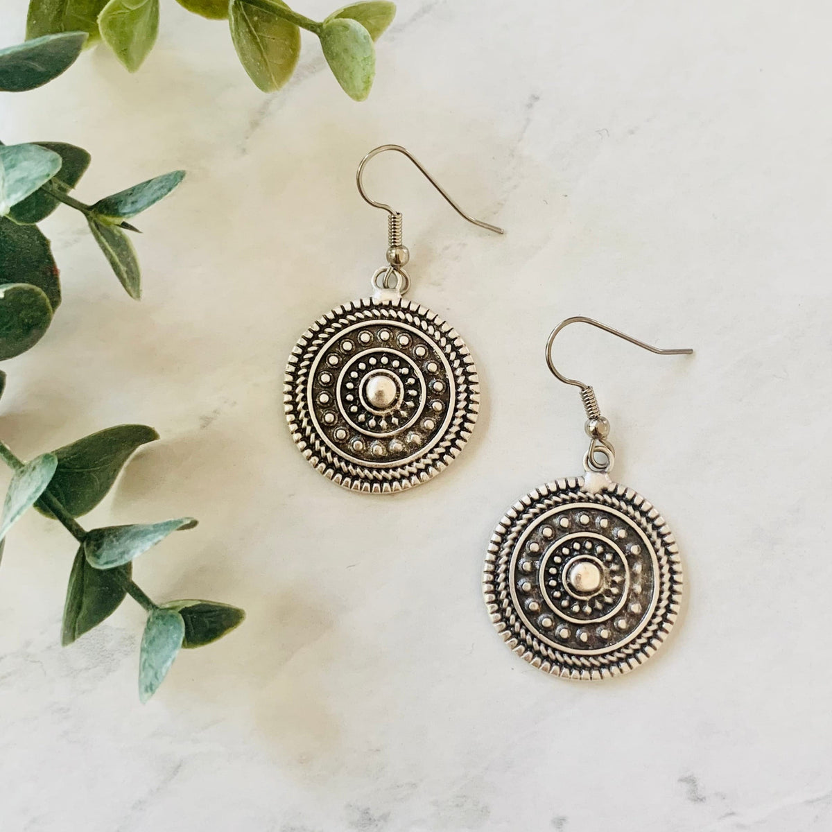 Volare Embossed Medallion Earrings - #5V2