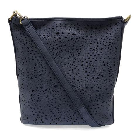 Joy Susan Vegan Leather Lazer Cut Eyelet Bucket Crossbody - Multiple Colors