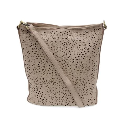 Joy Susan Vegan Leather Lazer Cut Eyelet Bucket Crossbody - Multiple Colors