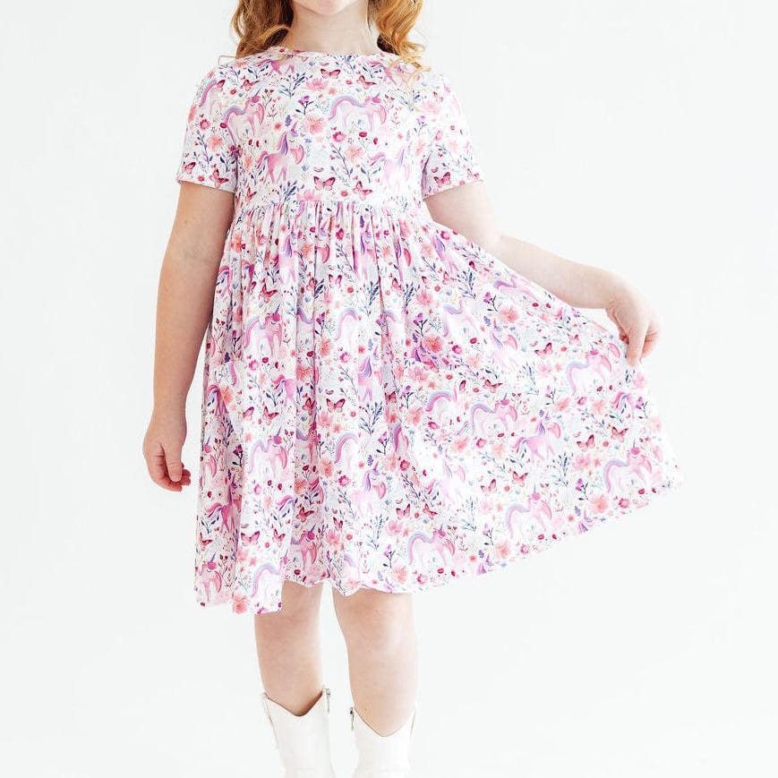 Mila & Rose Short Sleeve Pocket Twirl Dress - Multiple Colors