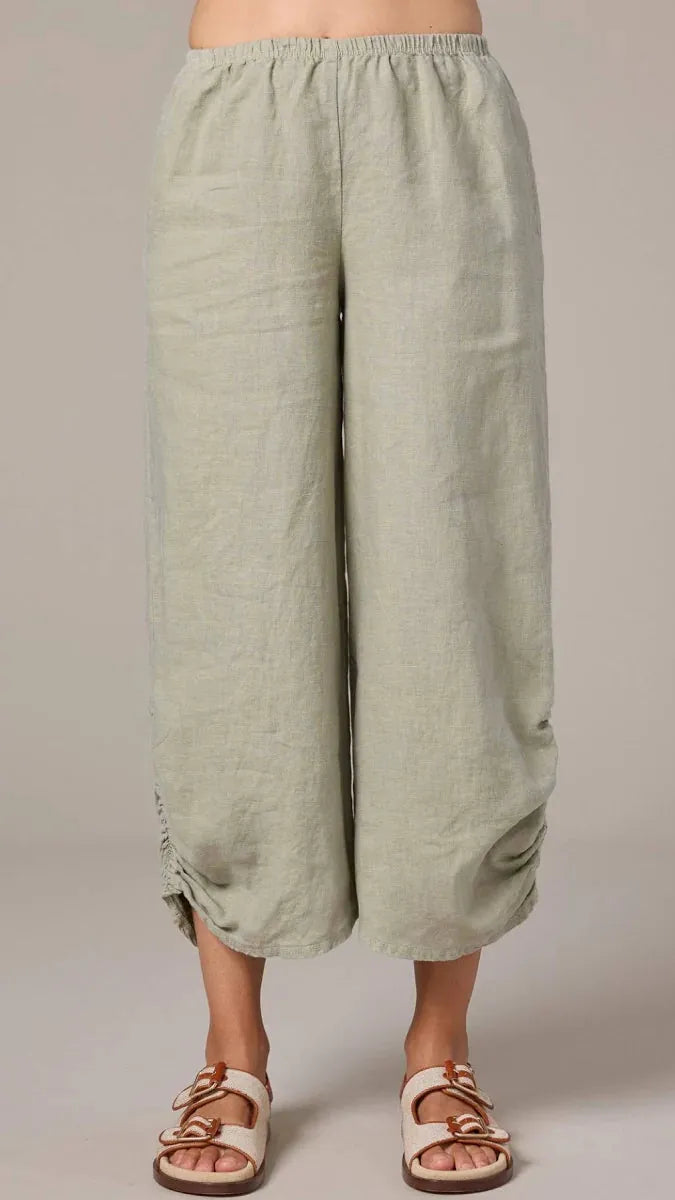 Cut Loose Linen Ruched Pant with Pockets - Multiple Colors