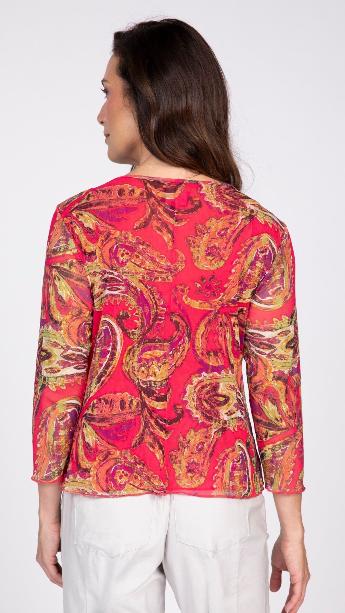Olivia by Habitat Paisley Mesh Sienna Lined Crew Neck Top