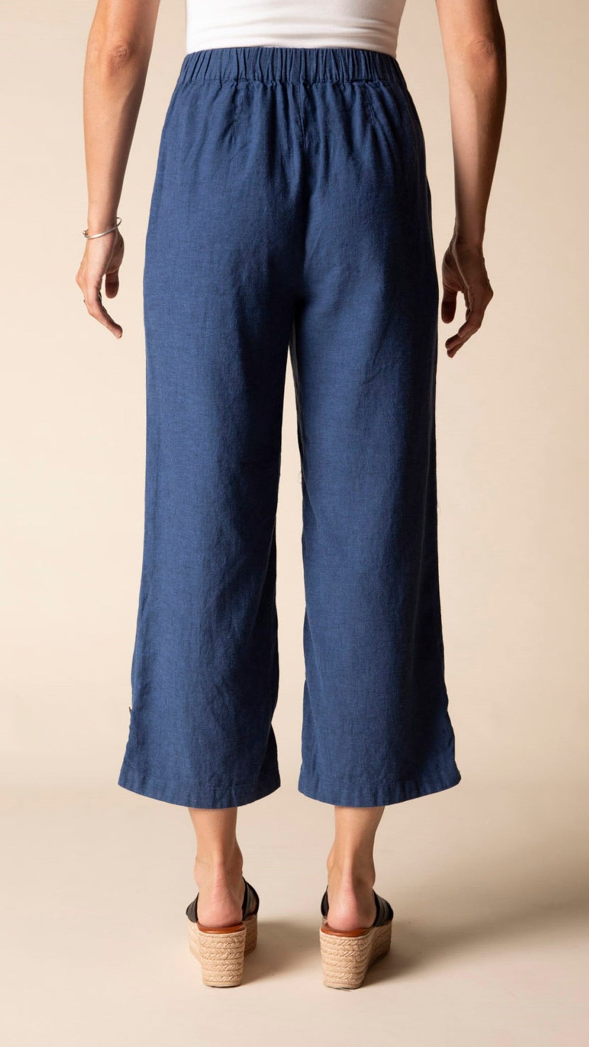 Habitat Linen Pleat Button Capri - Multiple Colors