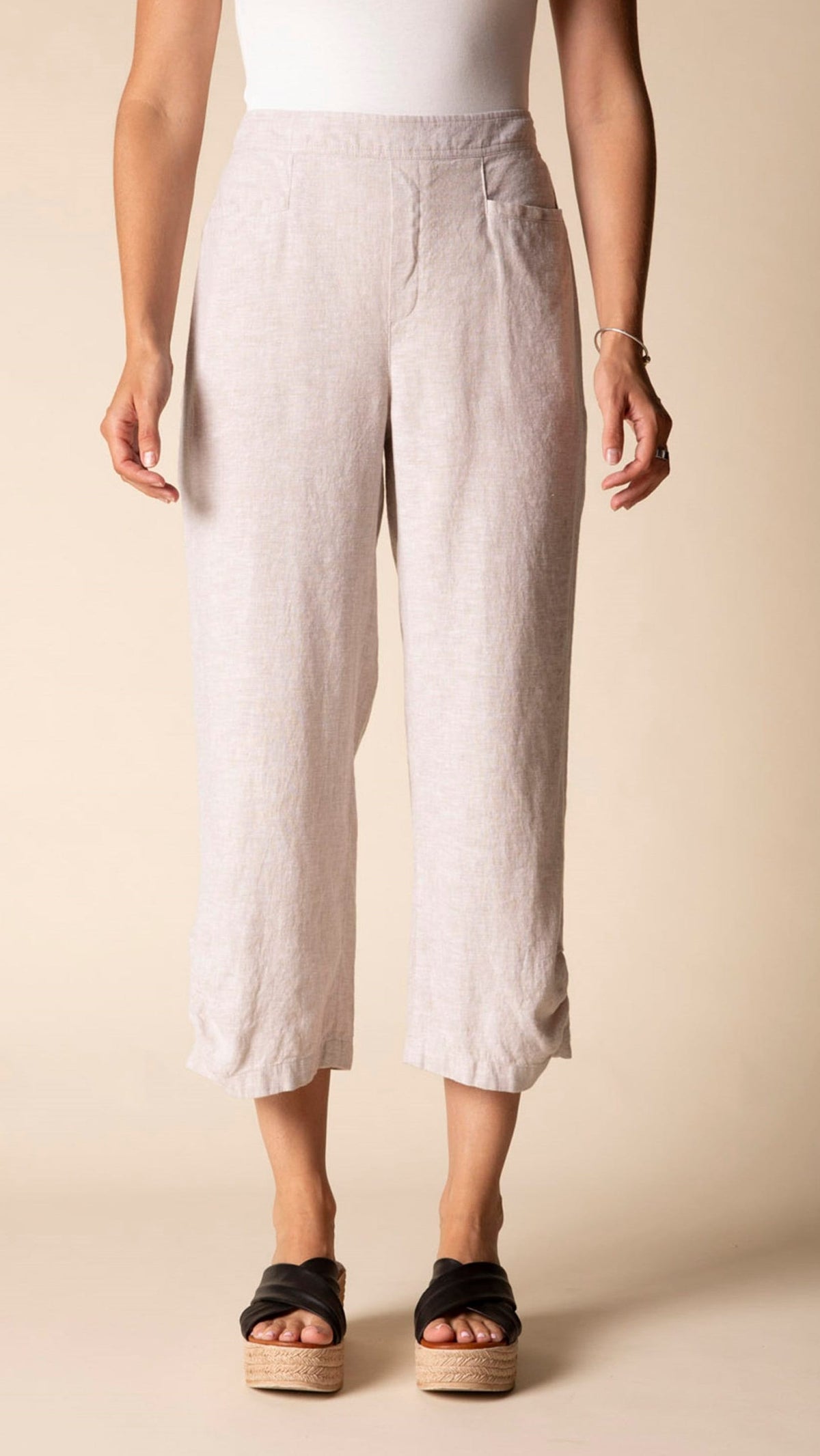 Habitat Linen Pleat Button Capri - Multiple Colors