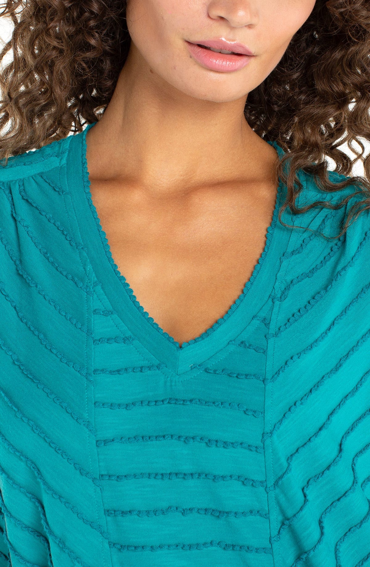 Liverpool Short Sleeve Knit Top with Miter Detail - Multiple Colors