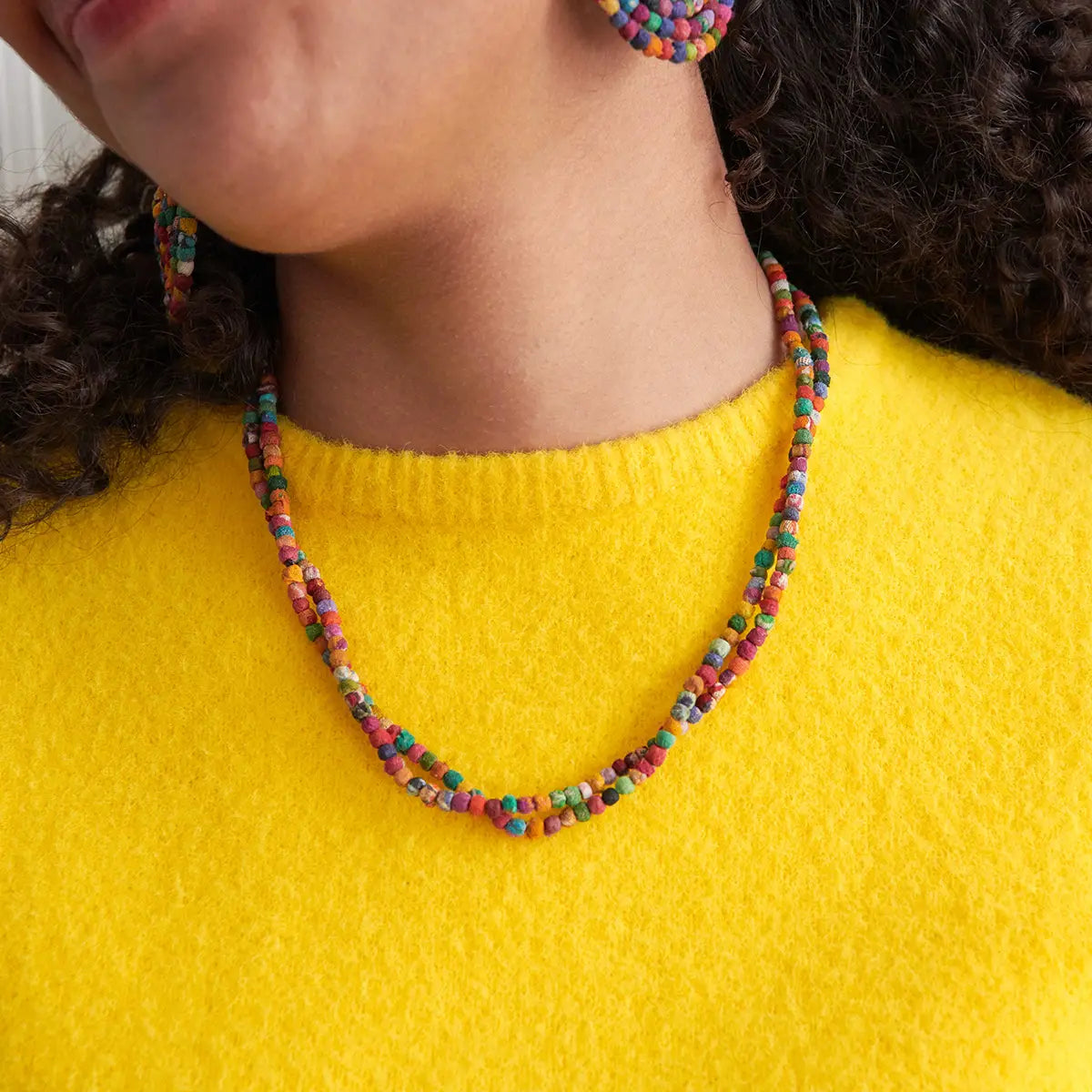 World Finds Kantha Milieu Double Strand Necklace