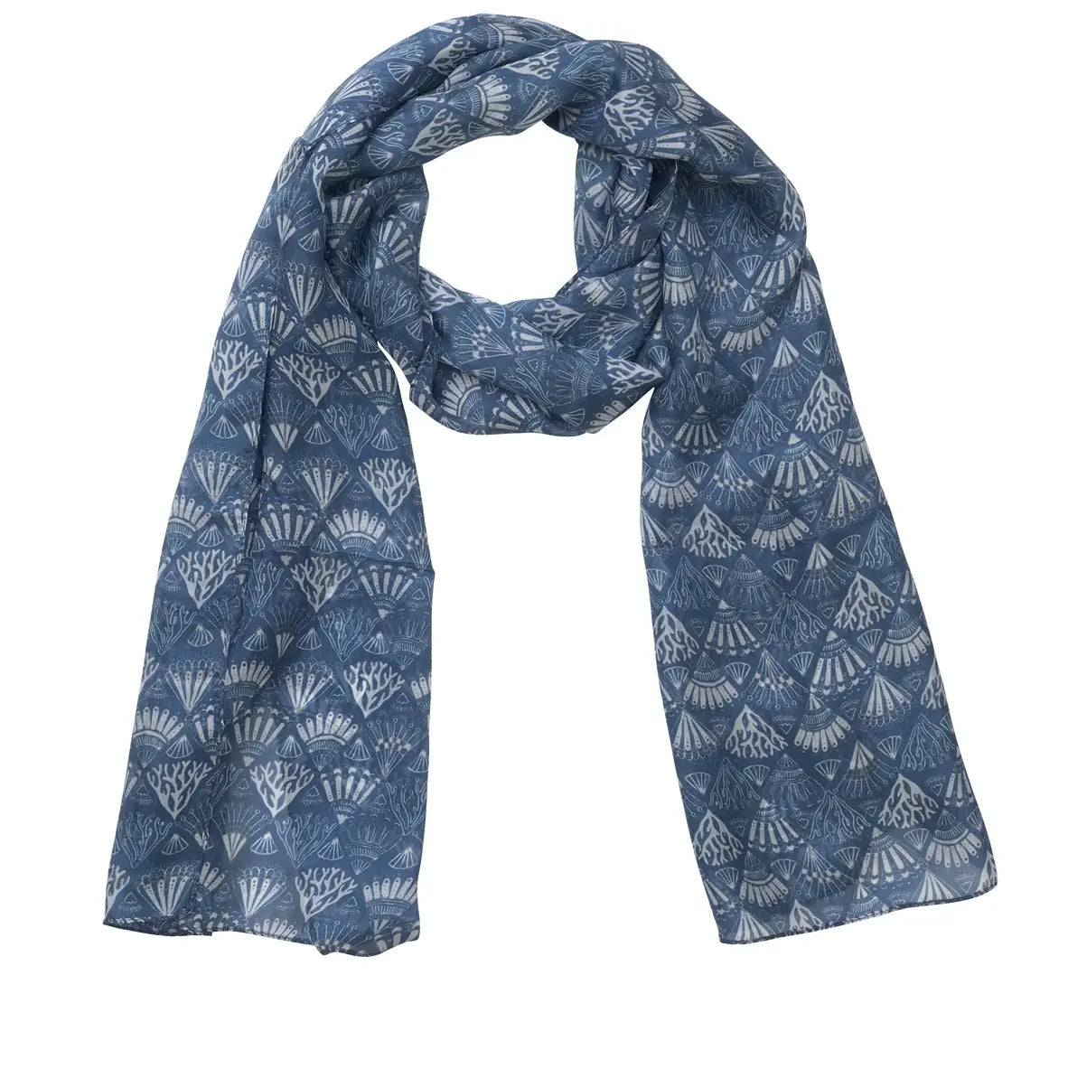 Quintessential Blue Shells Silk Scarf