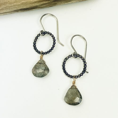 Laura J Designs Oxidized Circle Earrings - Multiple Stones