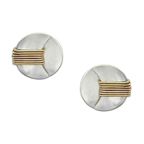 Marjorie Baer Small Wire Wrapped Crescent Over A Domed Disc Post Earrings - E9583DP