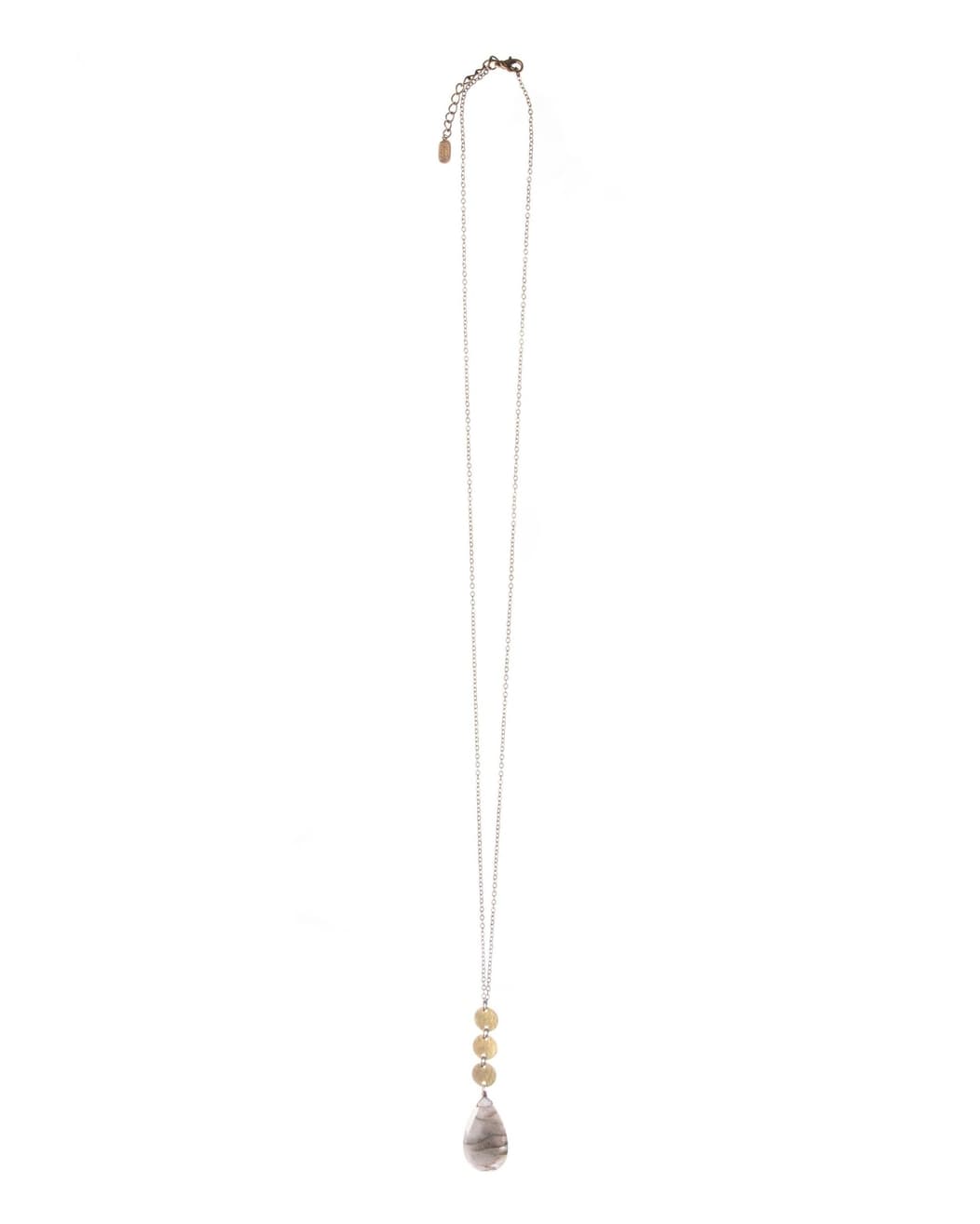 Edgy Petal Labradorite Hammered Triple Disk Long Chain Necklace