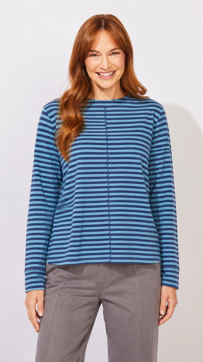 Escape Verona Stripe Layover Mock Neck Tee - Multiple Colors