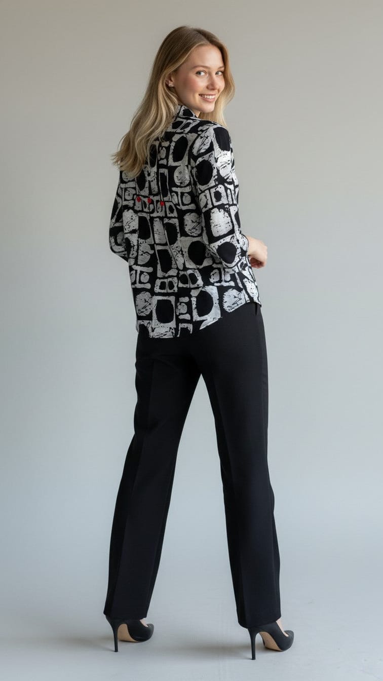 Shana Apparel 3 Button Back Pleat Blouse
