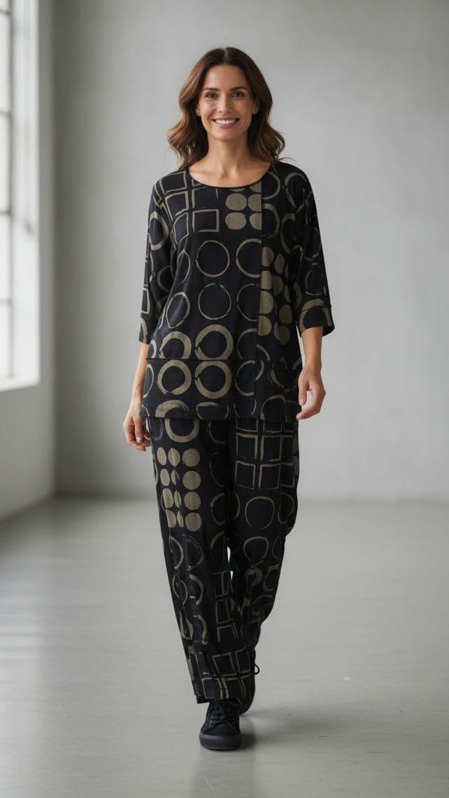 Shana Apparel Airflow Two Tone Button Detail Pant