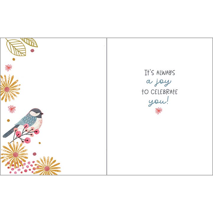 Chickadee Flowers Birthday Greeting Card