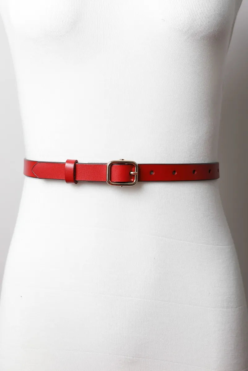 Genuine Leather Skinny Belt