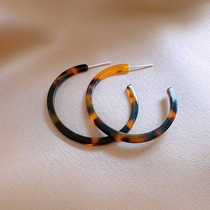 Tortoise Hoop Earrings - Multiple Colors