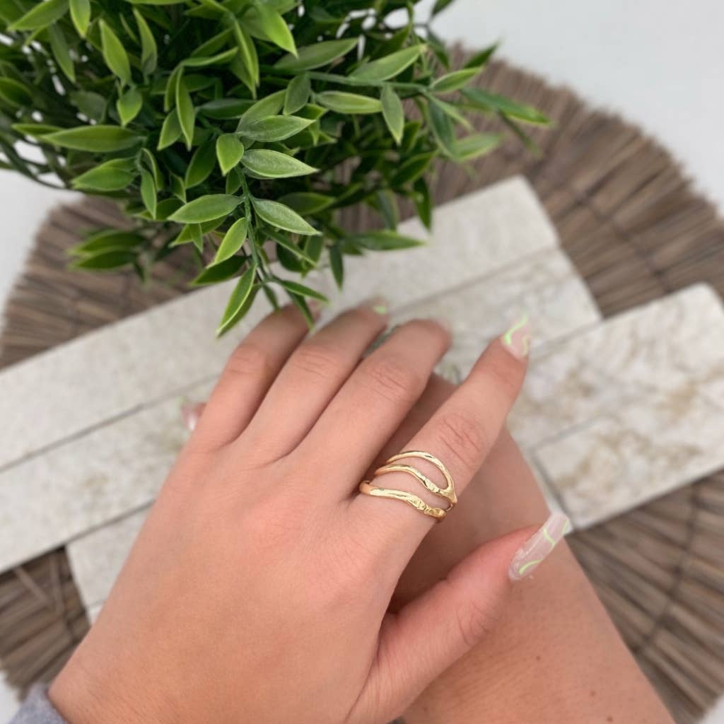 Anju Jewelry Silver Tapered Curved Lines Ring - Multiple Metals