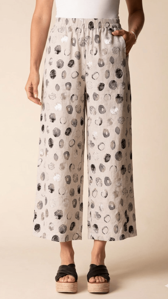 Habitat Stippling Dot Linen Seamed Crop Pant
