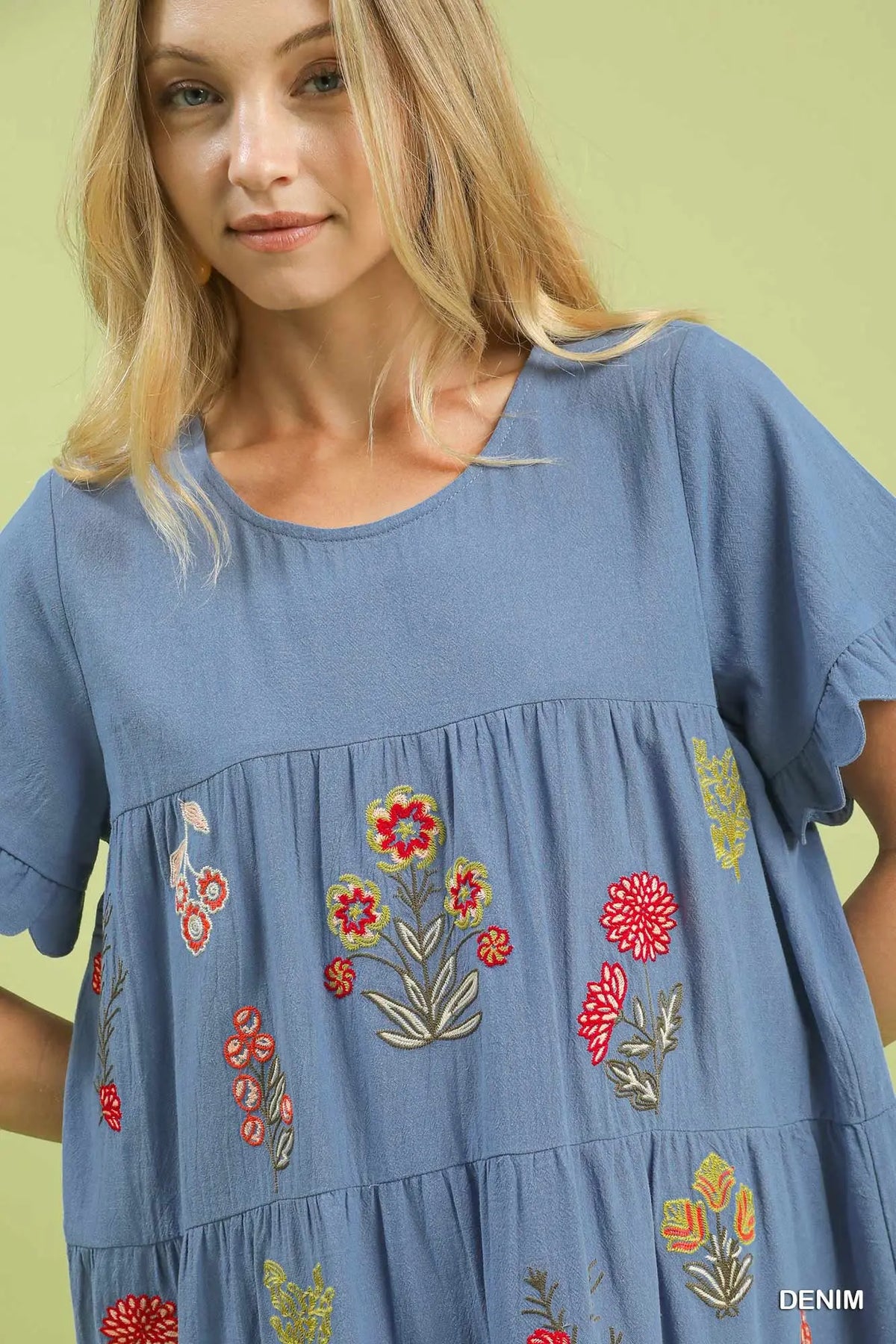 Umgee Embroidered Tiered Dress