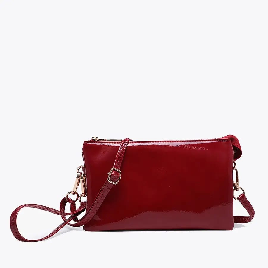 Jen & Co Riley Vegan Leather High Gloss Crossbody - Multiple Colors