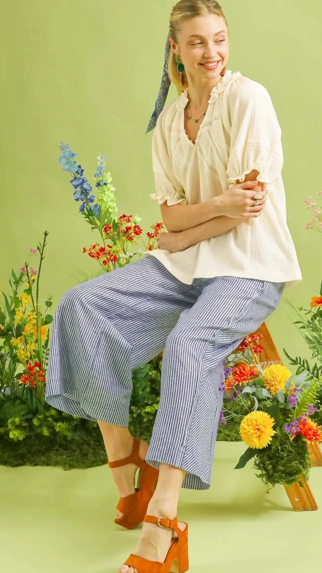Umgee Stripe Wide Leg Pants - Multiple Colors