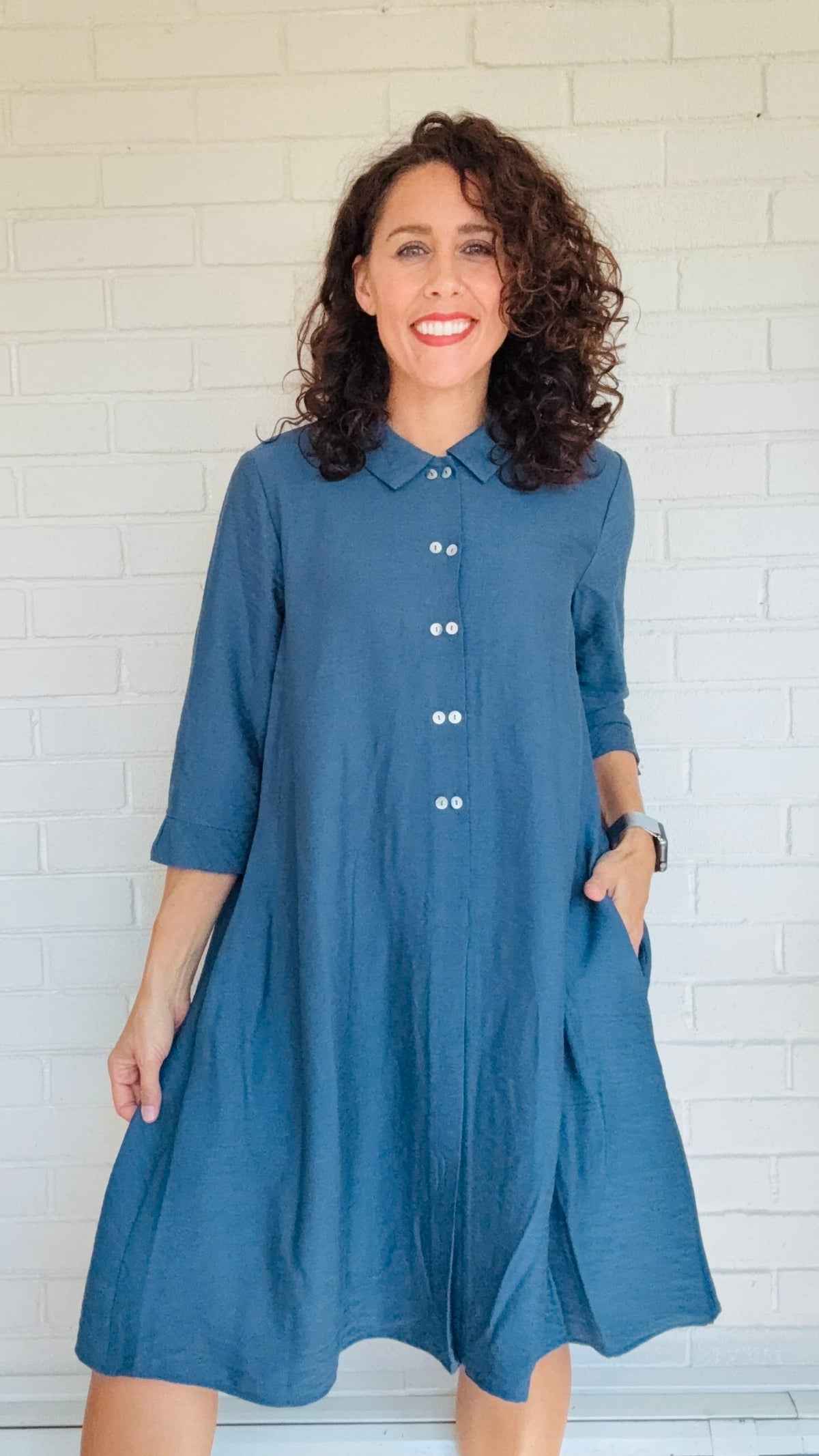 Niche Rayon Twin Button Dress - Multiple Colors