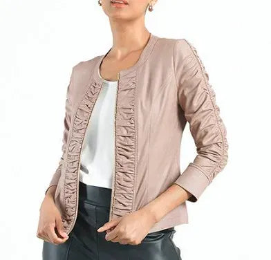 Clara Sunwoo Liquid Leather Ruched Jacket