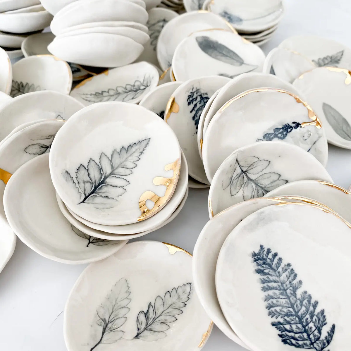 Ceramic Nature Print Handmade Mini Jewelry Dish