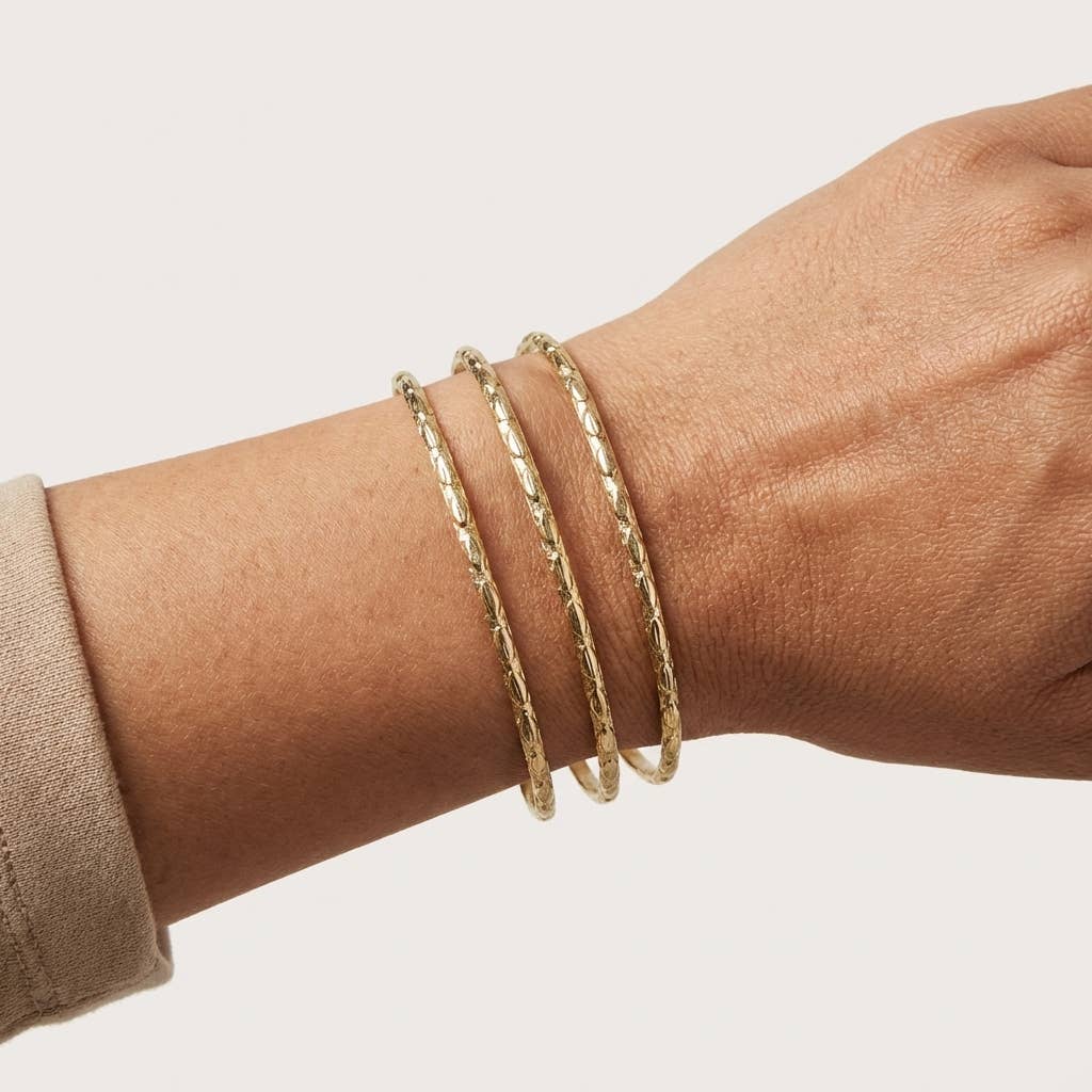 Anju Jewelry Gold 3 Textured Bands Bracelet