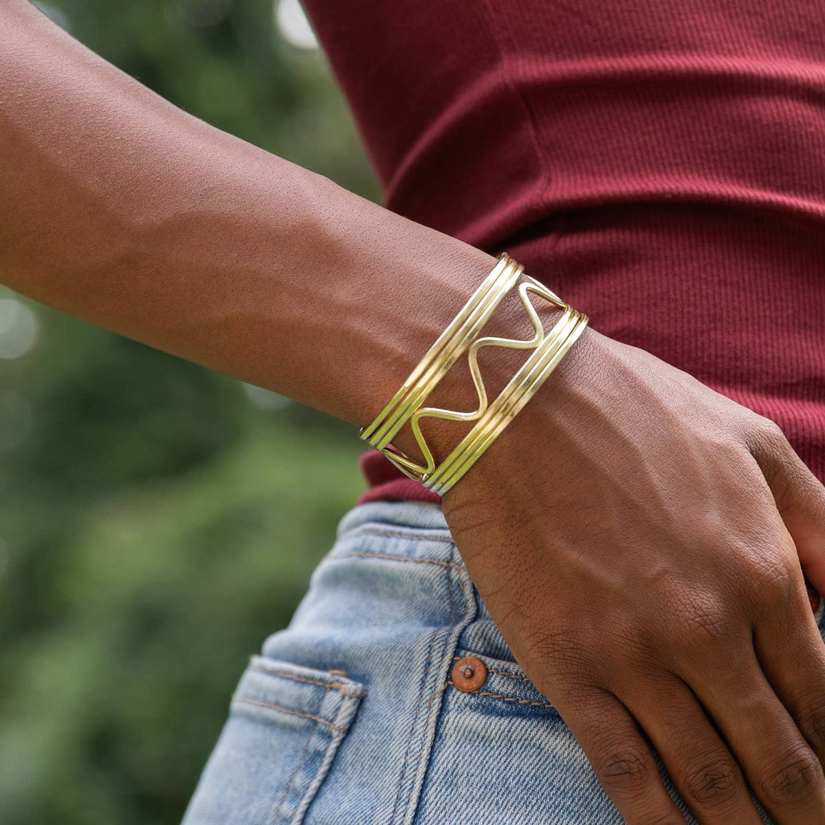 Anju Jewelry Gold Zig-Zag Wire Cuff Bracelet
