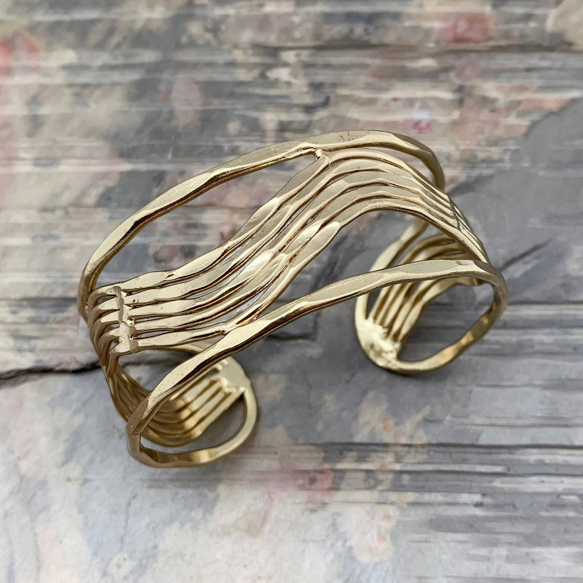 Anju Jewelry Gold Wave in Frame Cuff Bracelet
