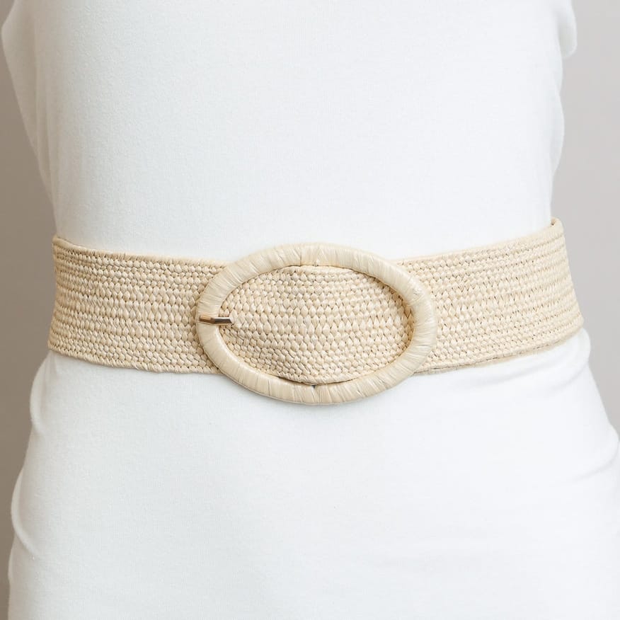 Raffia Oval Buckle Belt - Multiple Colors