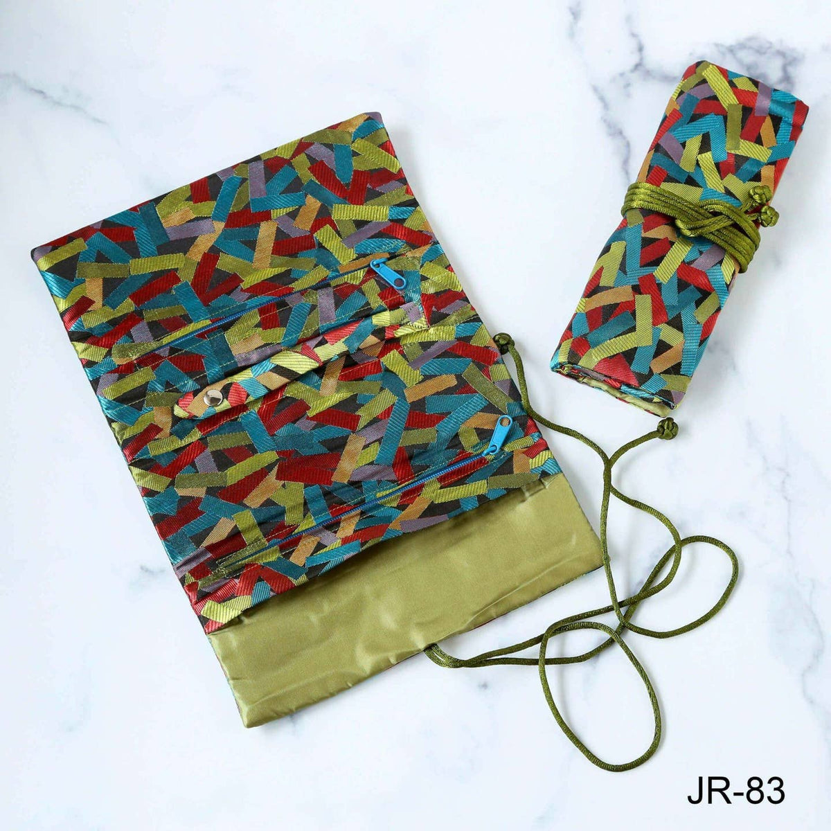 Silk Brocade Travel Jewelry Roll - Multiple Patterns