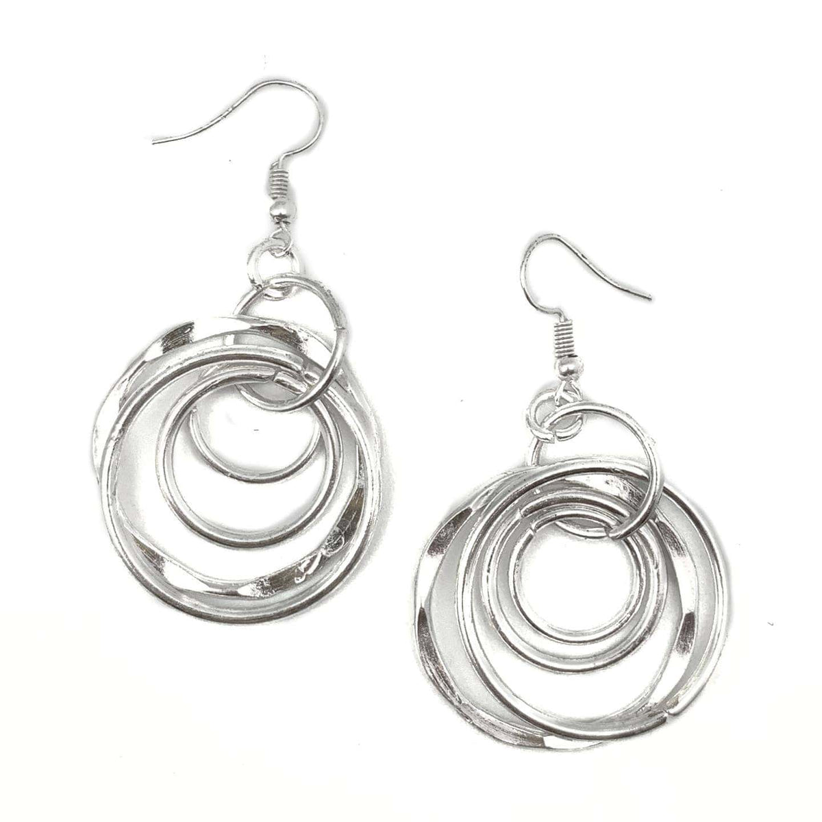 Anju Jewelry Silver Plated Hammered Layered Rings Earrings