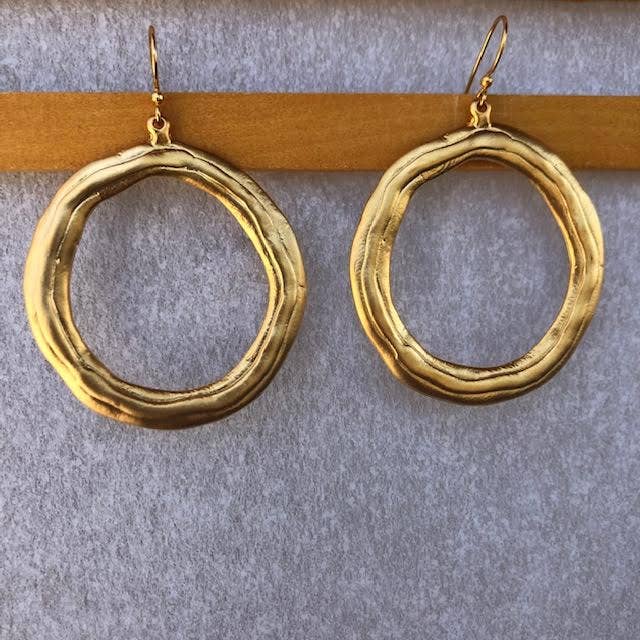 Volare Organic Abstract Hoop Gold Earrings - #54296G