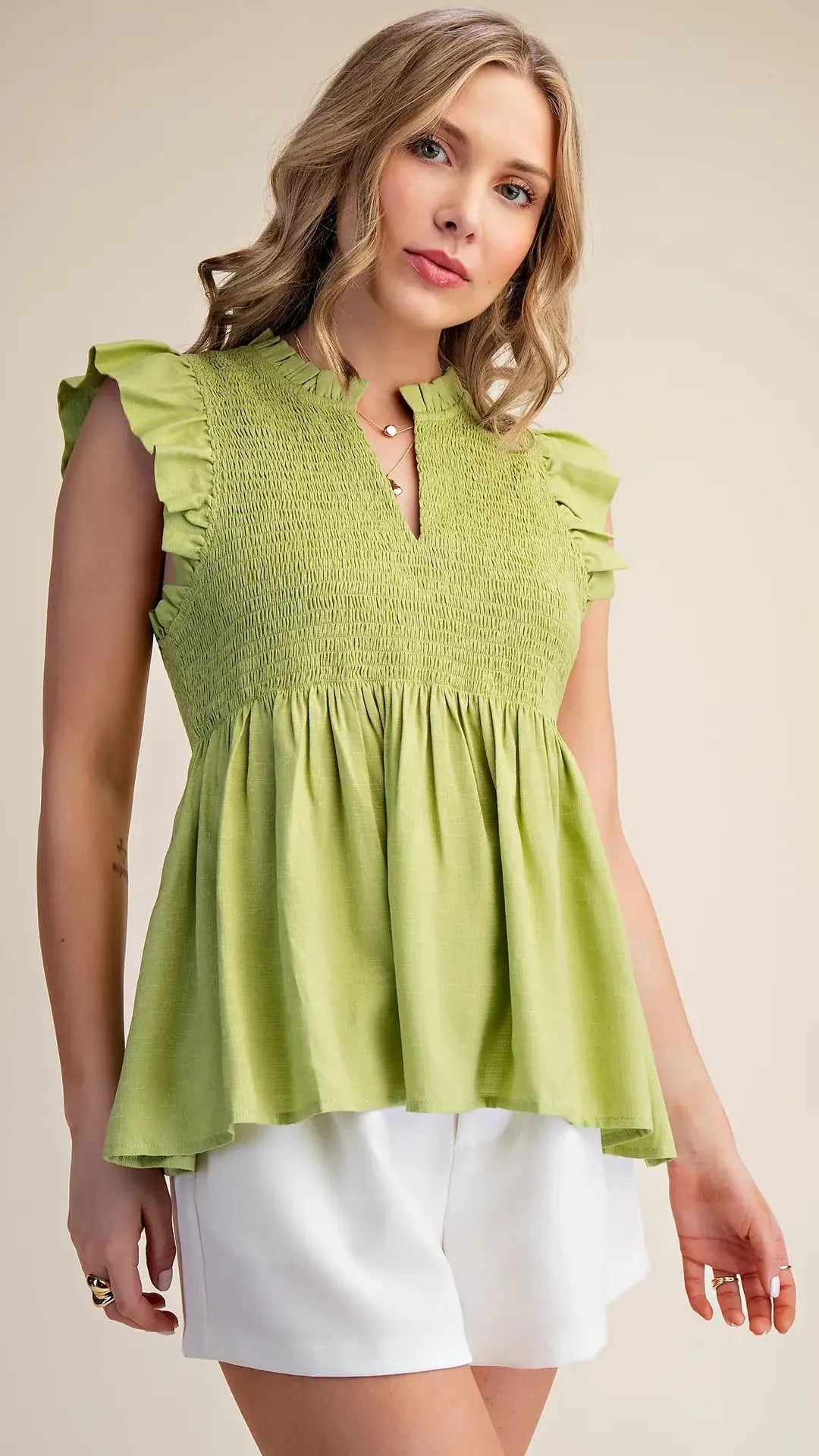 Flutter Sleeve Smocked Top - Multiple Colors