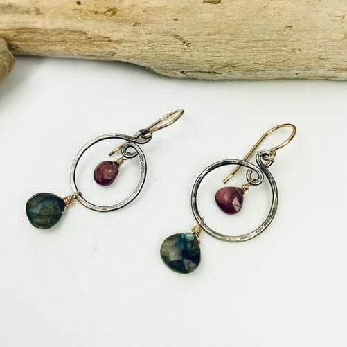 Laura J Designs Labradorite Garnet Earrings