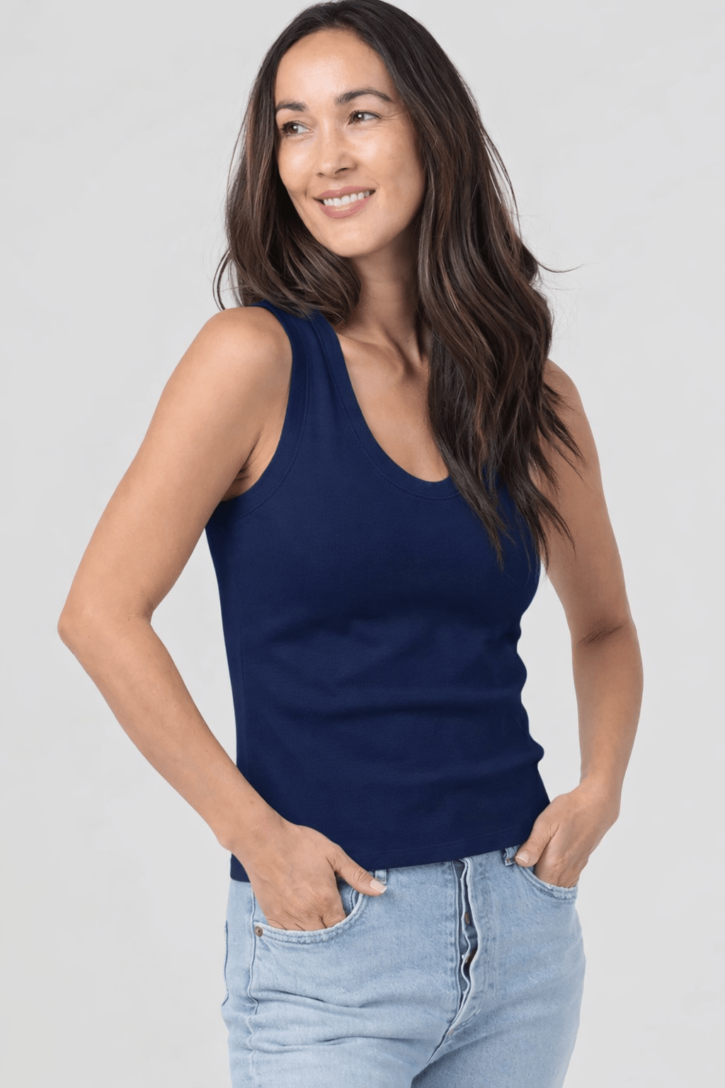 Ribbed Scoop Neck Fitted Tank - Multiple Colors