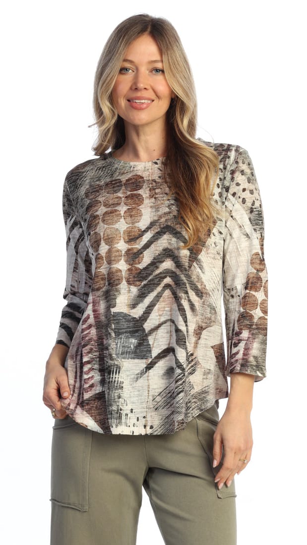 Jess & Jane Burnout 3/4 Sleeve Burnout Tee