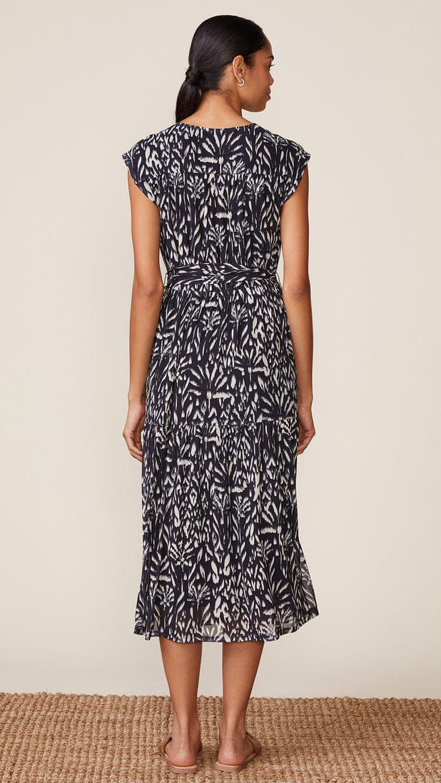 Anthem Printed Mesh V-Neck Midi Dress