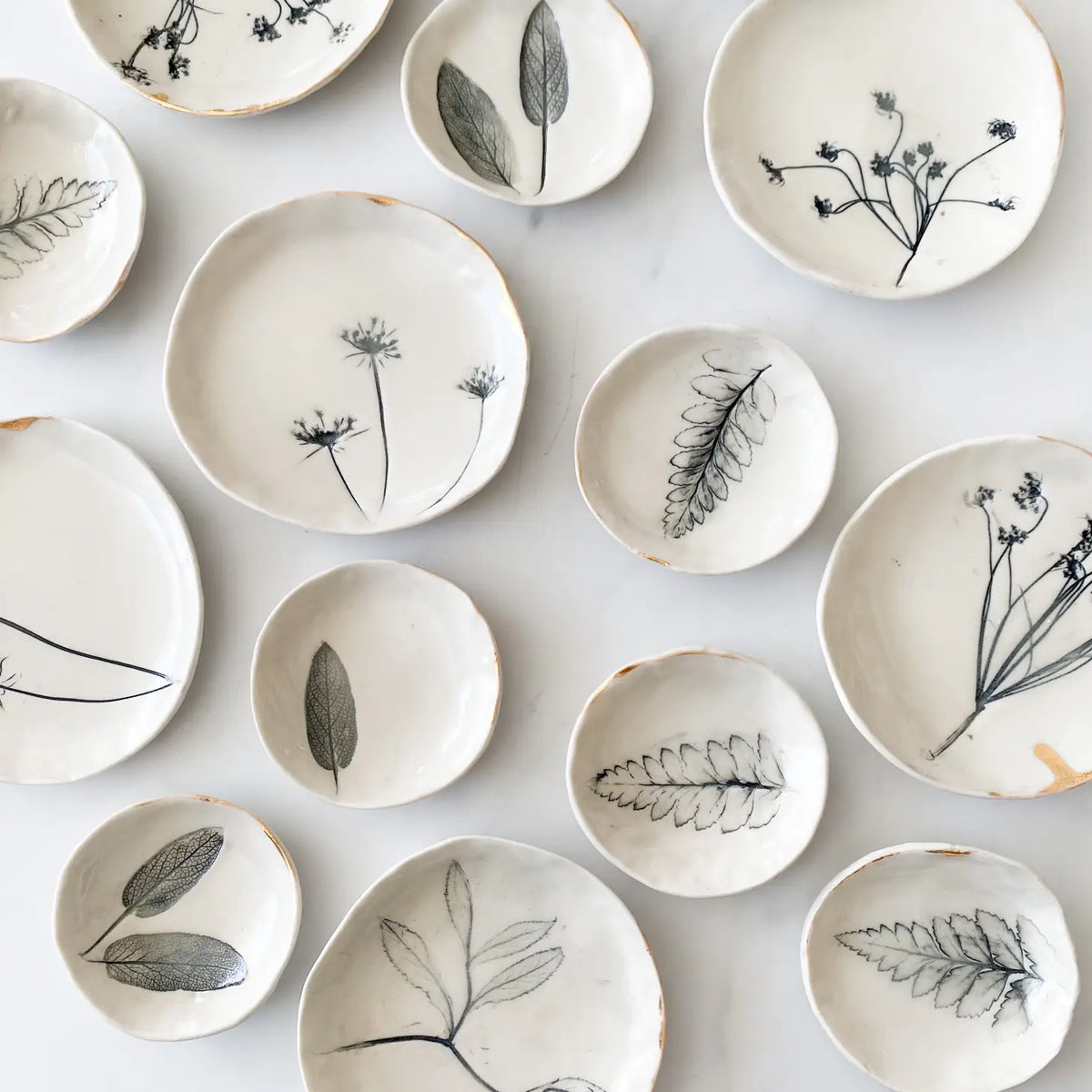 Ceramic Nature Print Handmade Jewelry Dish